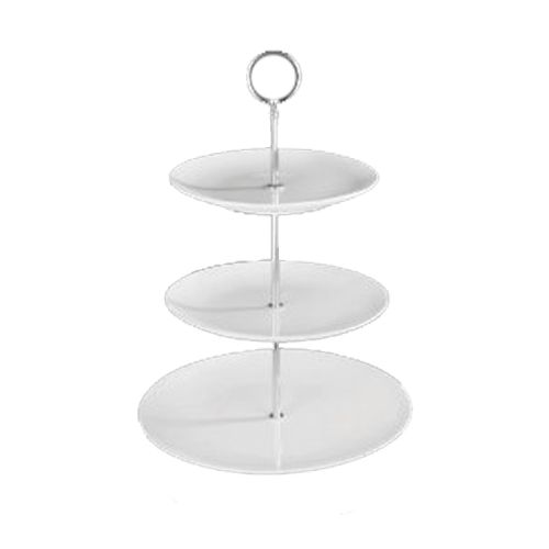 Фруктовница 3-х ярусная, из фарфора, белая / Посуда столовая