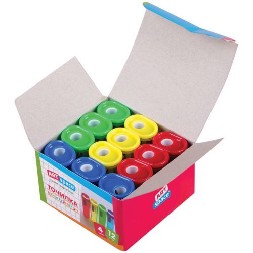 Точилка ArtSpace, пластиковая, с контейнером, с одним отверстием, ассорти, цена за штуку / Точилки №3