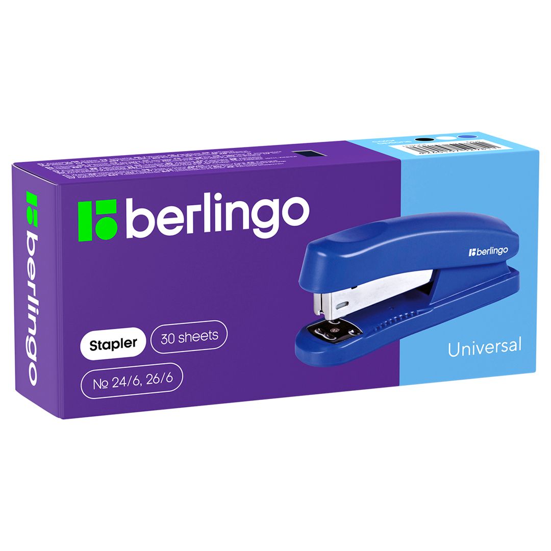 30 параққа дейін қапсырмалағыш степлер, Berlingo, №24/6, 26/6, пластик, ассорти / Степлерлер №2