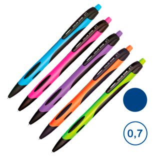 Ручка шариковая автоматическая Berlingo "Color Zone", 0,7 мм, корпус ассорти, синяя, цена за штуку / Ручки шариковые автоматические