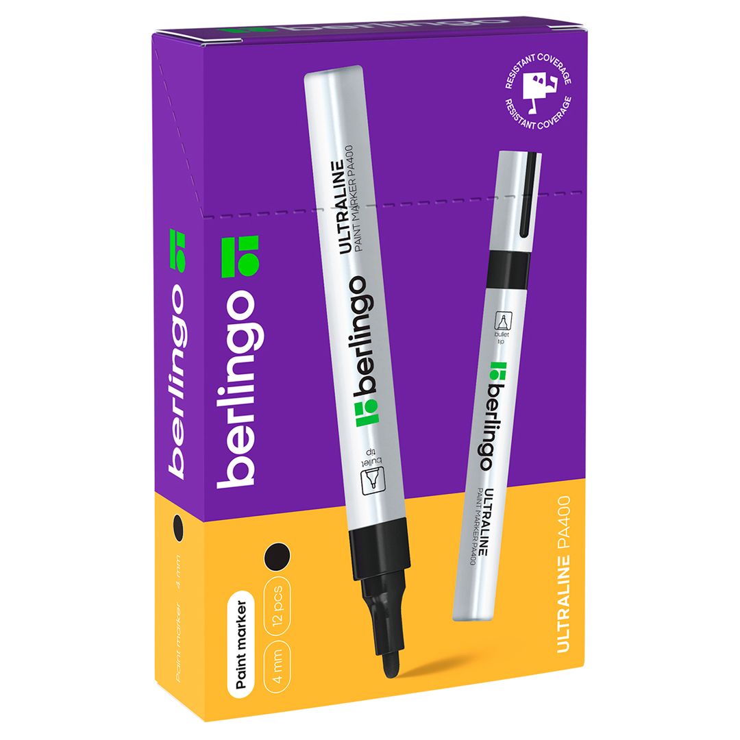 Бояу маркері Berlingo (металл, ағаш, шыны, пластик), қара түсті, баға бір дана үшін / Бояу маркерлер №3
