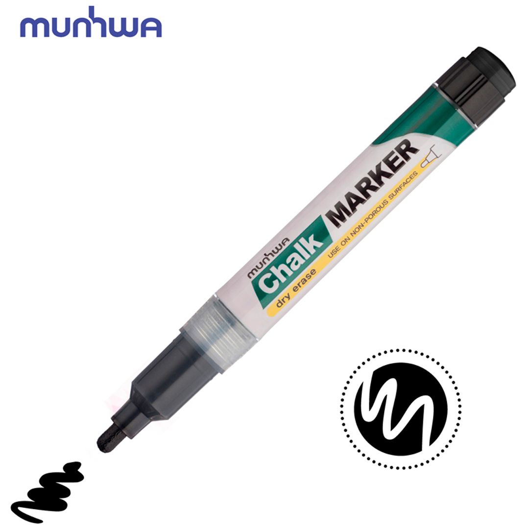 Маркер меловой MunHwa "Chalk Marker", круглый наконечник, 3 мм, черный, цена за штуку / Маркеры для досок №2