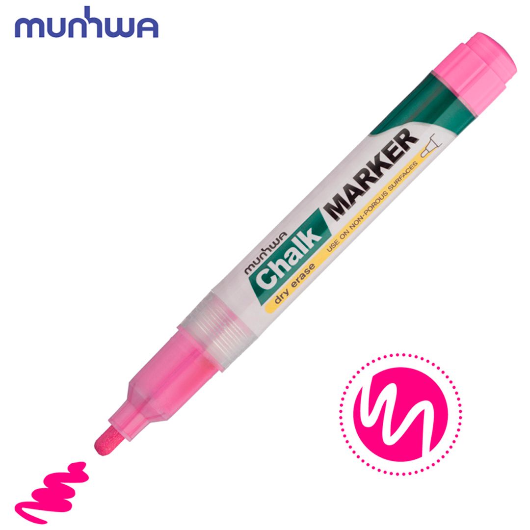 Маркер меловой MunHwa "Chalk Marker", круглый наконечник, 3 мм, розовый, цена за штуку / Маркеры для досок №2