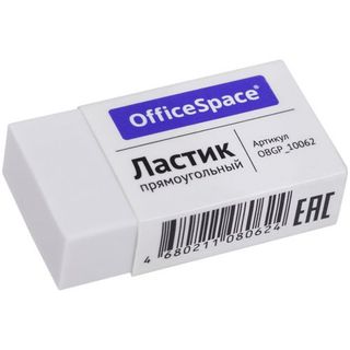 Ластик OfficeSpace, прямоугольный, 38*20*10 мм, белый, цена за штуку / Ластики