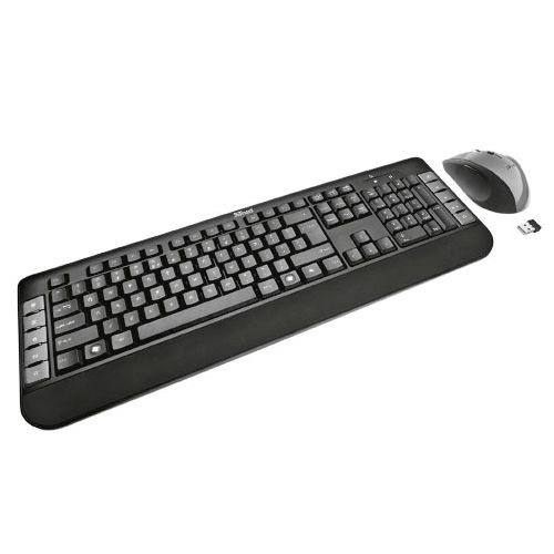 Беспроводной набор Trust Tecla, клавиатура и оптическая мышь, 10 мультимедиа клавиш, черный / Комплекты клавиатура+мышь №2