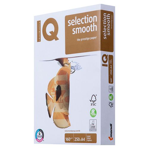 Бумага IQ Selection Smooth, А4, 160 гр/м2, 250 листов в пачке / Бумага офисная премиум класса