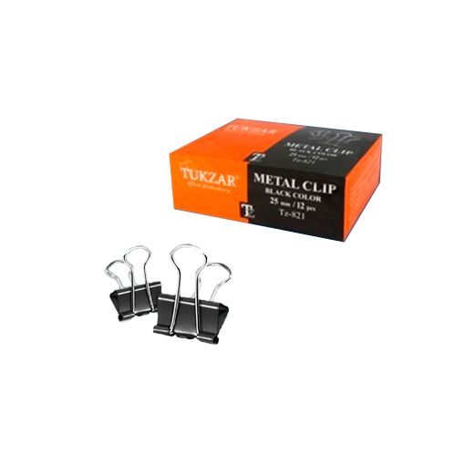 Зажимы для бумаг Tukzar, 25 мм, 12 шт., черные / Зажимы для бумаг