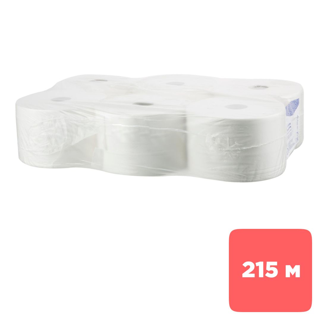 Туалетная бумага рулонная Luscan Professional, 215 метров, 2-х слойная, белая, 6 рулонов / Бумага туалетная профессиональная