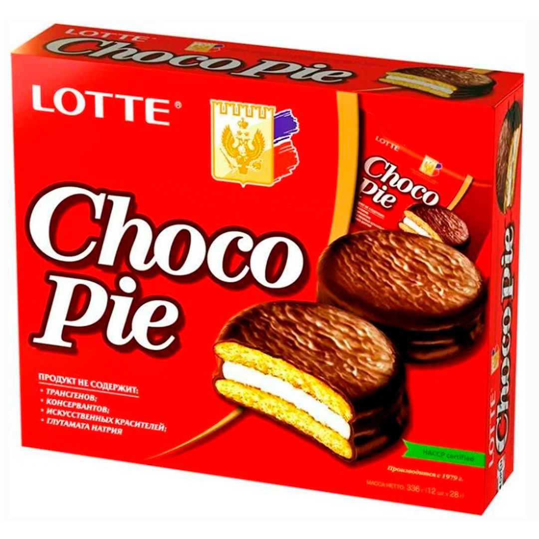 Бисквит Lotte "Chocolate-Pie", 336 гр, 12 штук в коробке / Печенье, вафли, крекеры №2
