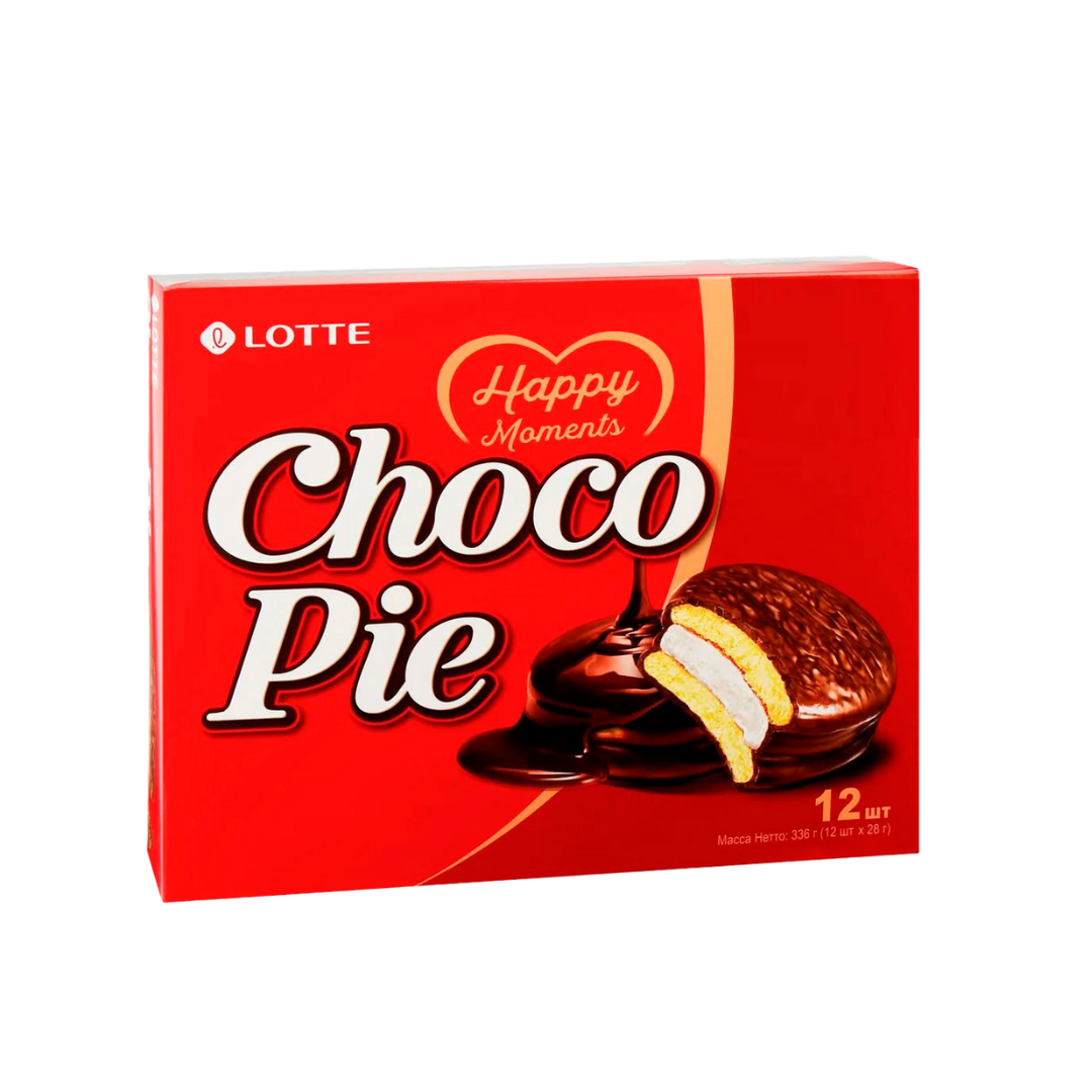 Бисквит Lotte "Chocolate-Pie", 336 гр, қорапта 12 дана / Бисквиттер, круассандар, маффиндер