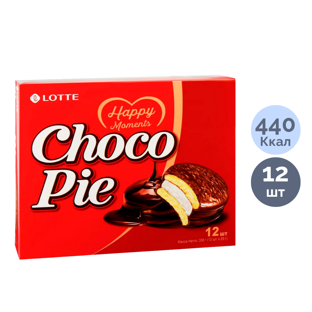 Бисквит Lotte "Chocolate-Pie", 336 гр, қорапта 12 дана / Бисквиттер, круассандар, маффиндер №2