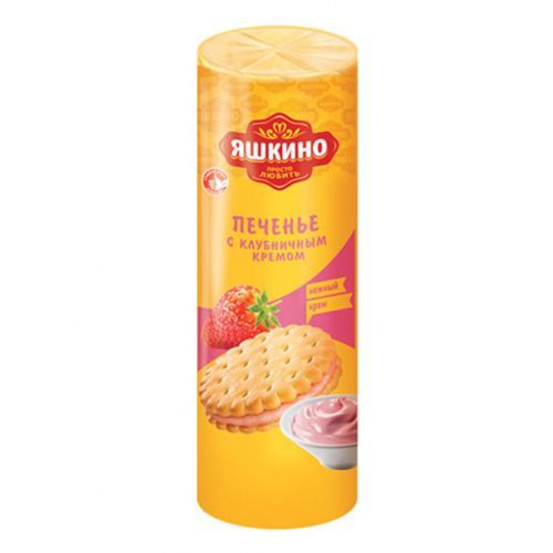 Печенье Яшкино "С клубничным кремом", 182 гр / Печенье, вафли, крекеры