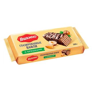 Вафли Яшкино "Глазированные с орешками", 200 гр / Печенье, вафли, крекеры