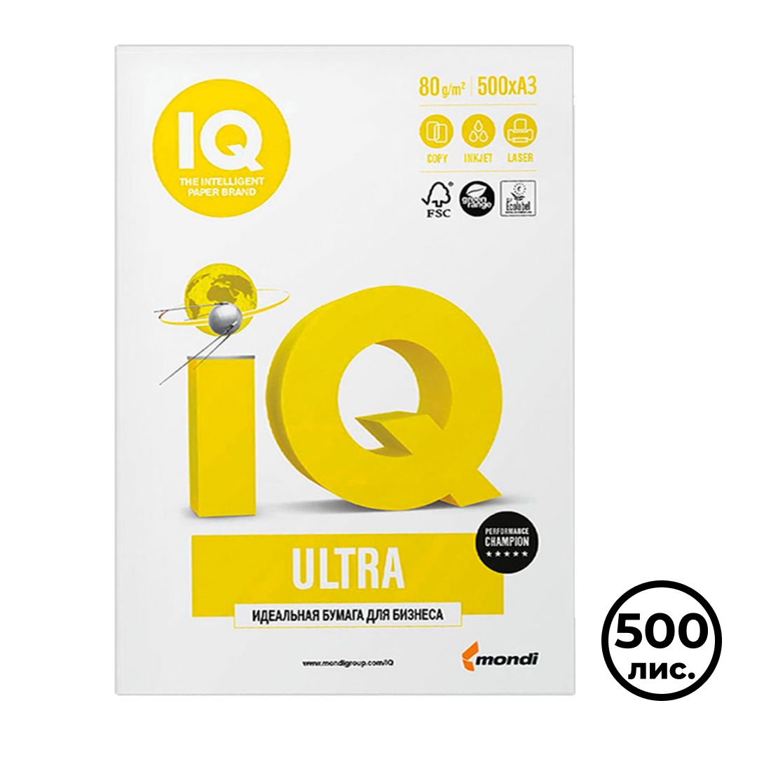 Бумага IQ Ultra, А4, 80 гр/м2, 500 листов в пачке / Бумага офисная А4