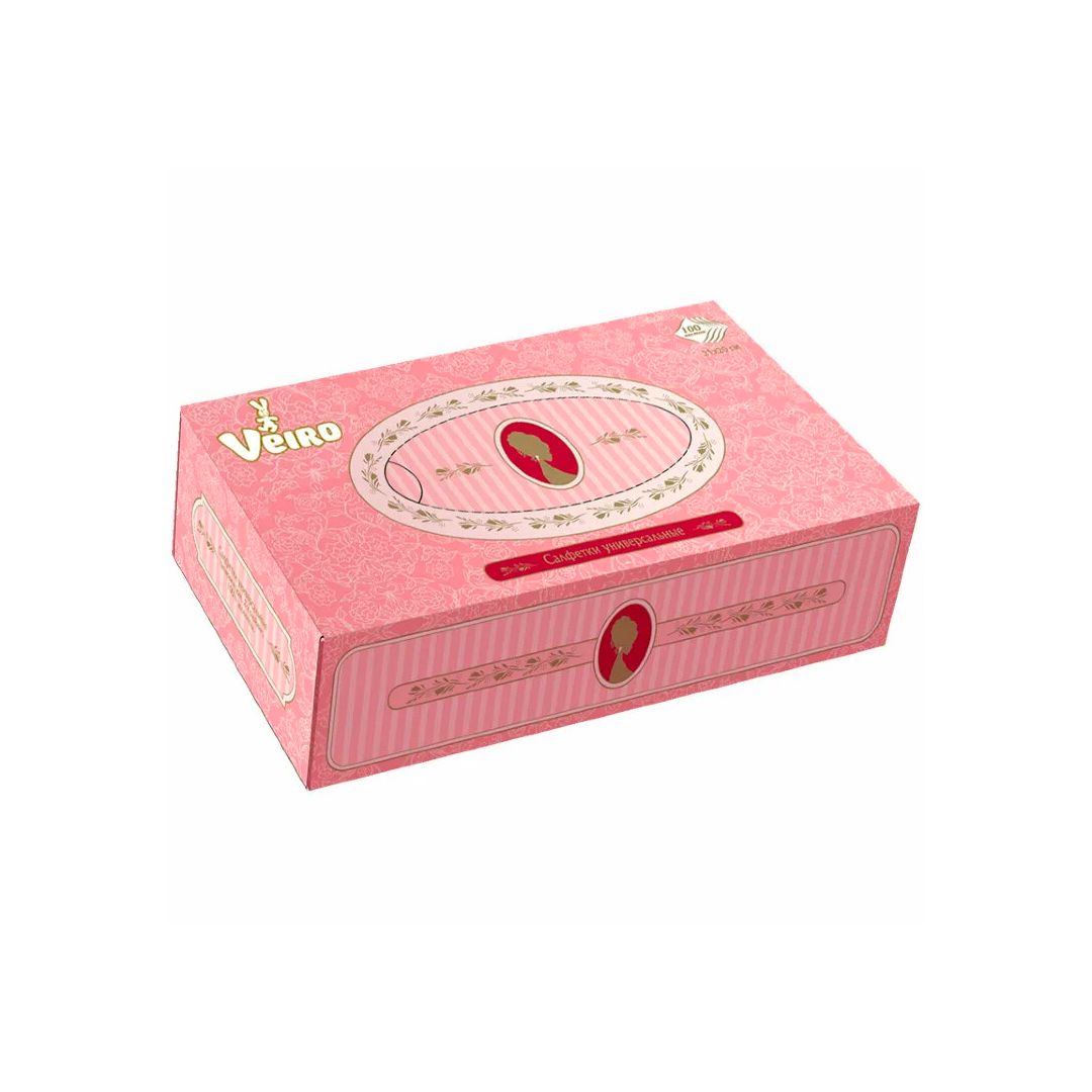 Салфетки Veiro, 2-х слойные, 100 шт., размер листа 20*20 см, в картонном боксе, белые / Салфетки бумажные №2