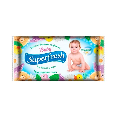 Салфетки влажные Baby Superfresh, для детей и мам, 72 штук в упаковке / Салфетки бумажные