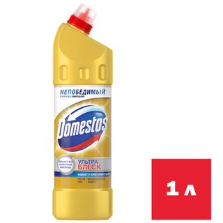 Сантехниканы тазартқыш құрал Domestos "Эксперттік күш", ультра жылтыр, 1000 мл / Дәретхана және жуынатын бөлме құралдары