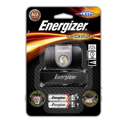 Фонарь светодиодный Energizer Headlight, налобный, тип элементов питания 3хААА, черный / Фонари