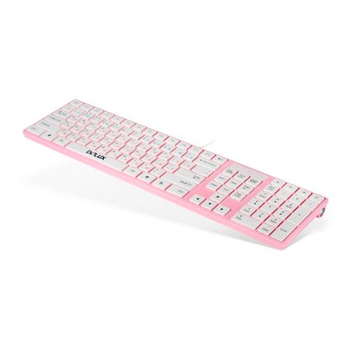 Клавиатура проводная Delux DLK-1000UP, USB, ENG/RUS/KAZ, розовая/белая / Клавиатуры проводные №3