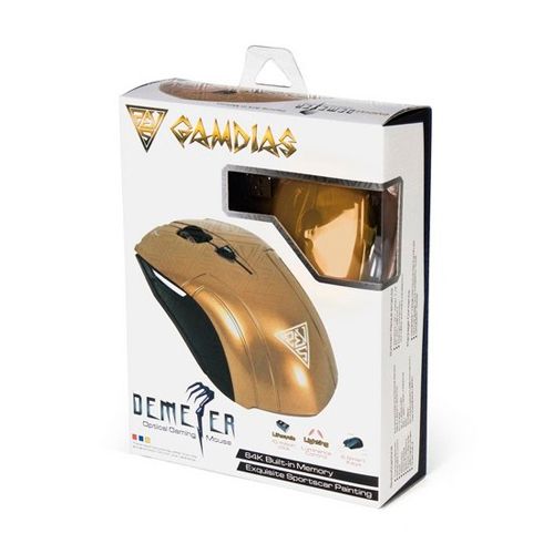Мышь проводная оптическая Gamdias Demeter GMS5000, USB, 6 кнопок, 2000 dpi, золотистая / Мыши проводные №2
