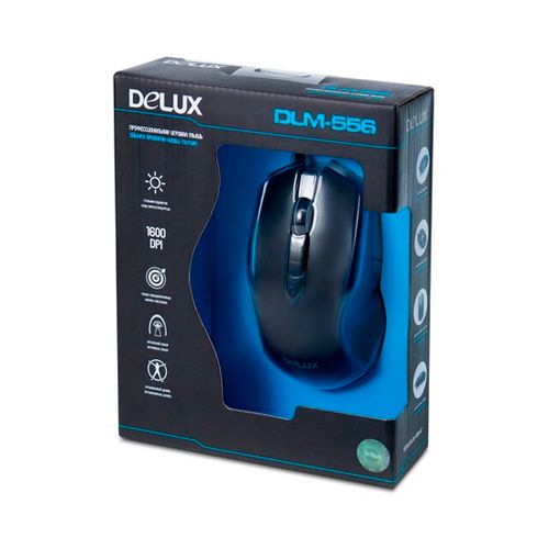 Мышь проводная оптическая Delux DLM-556OUB, USB, 7 кнопок, 600/1000/1600 dpi, черная / Мыши проводные №3