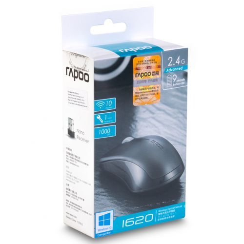 Мышь беспроводная оптическая Rapoo 1620-2014, USB, 3 кнопки, 1000 dpi, черная / Мыши беспроводные №3