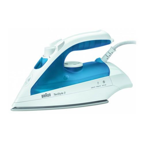 Утюг Braun TS340 С, мощность 2000 Вт, резервуар 280мл, керамическая подошва, белый/синий / Уход за одеждой