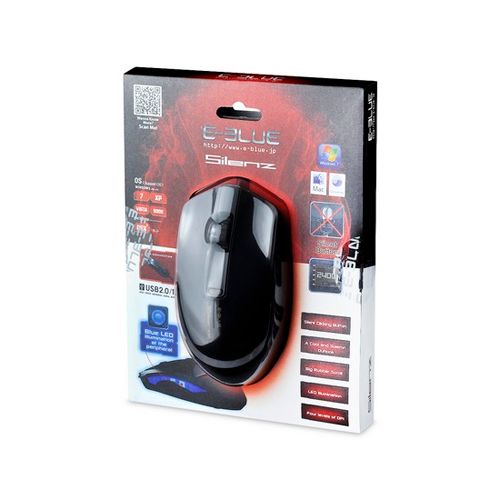 Мышь проводная оптическая E-Blue Silenz EMS145BK, USB, 3 кнопки, 600/1200/1800/2400 dpi, черный / Мыши проводные №3