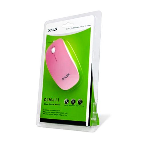 Мышь проводная оптическая Delux DLM-111OUP, USB, 3 кнопки, 800 dpi, розовая / Мыши проводные №2