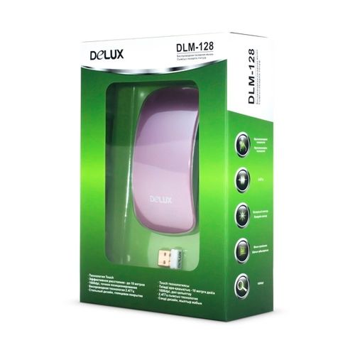 Мышь беспроводная лазерная Delux DLM-128LGP, USB, 1 кнопка, 1600 dpi, розовая / Мыши беспроводные №2