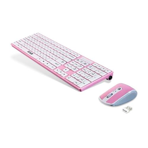 Беспроводной набор Delux DLD-1088OGP, клавитура и мышь, USB, 5 дополнительных клавиш, розовый/белый / Комплекты клавиатура+мышь №2