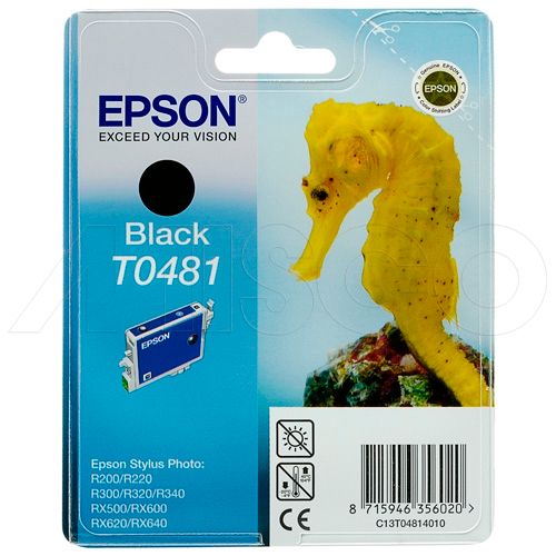 Картридж оригинальный Epson T0481 для Stylus photo R200/R300/RX500/RX600, черный / null