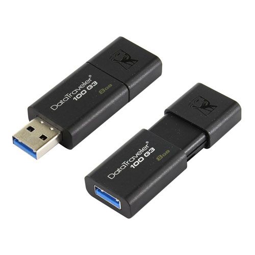 USB-флешка 8 Gb, Kingston "DT100G3", USB 3.0, черная