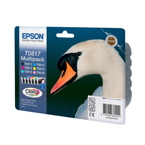 Картридж оригинальный Epson T0817 для StylusPhoto R270/290/RX590, набор 6 шт. / null