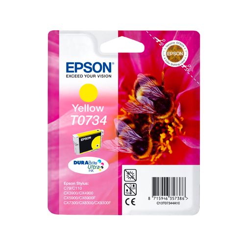 Картридж оригинальный Epson T0734 для Stylus C79/CX3900/4900/5900, желтый / null
