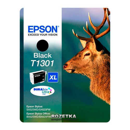 Картридж оригинальный Epson T1301 для Stylus SX525/SX535/SX620, черный / null