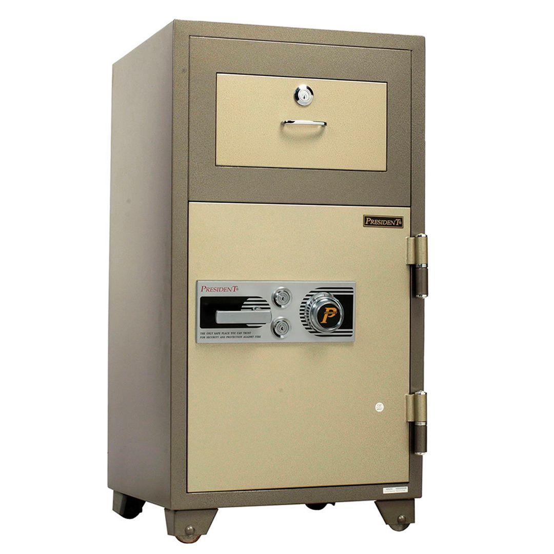 Ночной депозитный сейф President ND200, механический код + 2 ключа + ручка, с выдвижним ящиком / Сейфы
