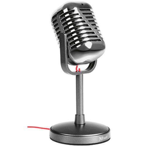 Микрофон Trust Elvii Desktop, 1,8 м, в винтажном стиле на подставке, серебристый / Веб-камеры oe.kz Микрофон Trust Elvii Desktop, 1,8 м, в винтажном стиле на подставке, серебристый / Веб-камеры