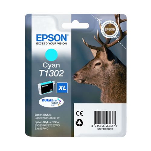 Картридж оригинальный Epson T1302 для Stylus SX525WD/SX535WD/Workforce WF-3520DWF/7015, голубой / null