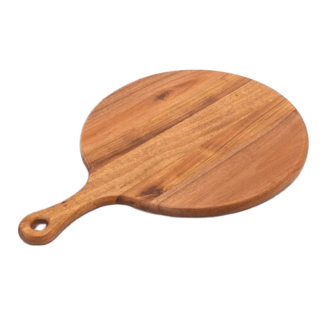 Доска Yiwumart, для подачи, с ручкой, D - 30 см, длина - 40 см, высота - 2 см, дерево / Кухонный инвентарь