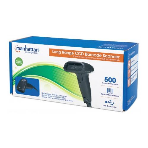 Сканер штрих-кода Manhattan Contact CCD 177672, USB, ширина сканирования 260 мм, черный / Сканер штрих-кода №5