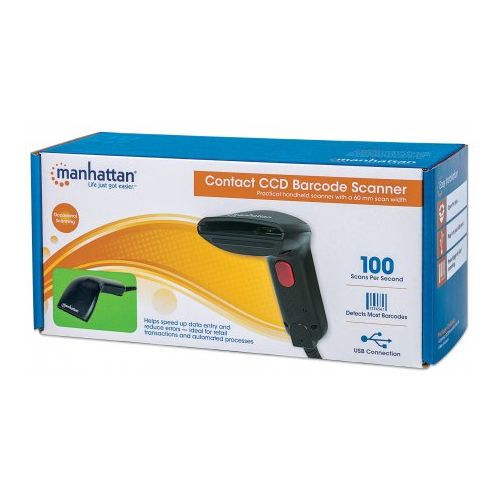 Сканер штрих-кода Manhattan Contact CCD 178488, USB, ширина сканирования 60 мм, черный / Сканер штрих-кода №6
