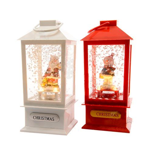 Светильник "Фонарь со Снеговиком/Дедом Морозом" Kaemingk B. V., 25 см, 2 в ассортименте, крас/бел / Новый Год