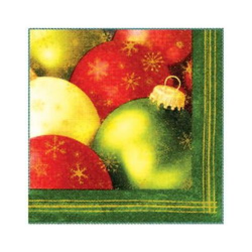 Салфетки новогодние Pap Star "Игрушки", 3-х слойные, 33*33 см, 20 шт/уп, зеленые / Новый Год