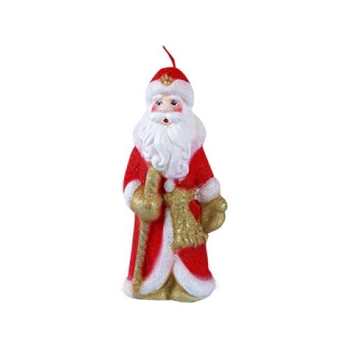 Свеча новогодняя "Дед Мороз" Казахстан,  средний, диаметр 6,5 см, высота 13 см, красная / Подарки и сувениры