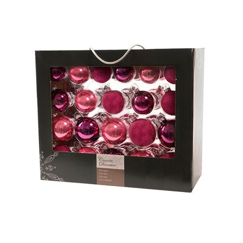 Декор "Шары" Kaemingk B. V., набор, 42 шт/уп, стекло, фиолетовые/розовые / Елочные украшения oe.kz Декор "Шары" Kaemingk B. V., набор, 42 шт/уп, стекло, фиолетовые/розовые / Елочные украшения