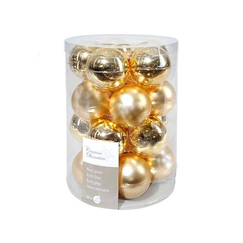 Декор "Шар" Kaemingk B. V., диаметр 6 см, 20 шт/уп, стекло, золотой / Елочные украшения