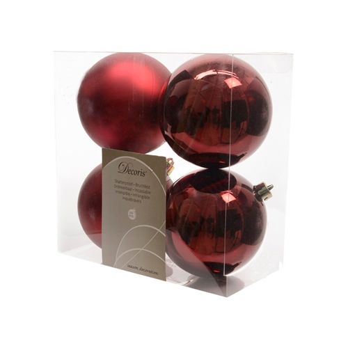 Декор "Шар" Kaemingk B. V., диаметр 10 см, бордовый матовый/глянцевый, 4 шт/уп / Елочные украшения