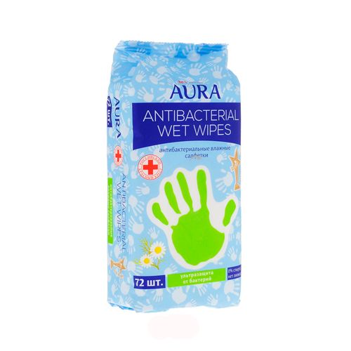 Салфетки влажные Aura, 72 штуки в упаковке / Салфетки влажные косметические №2