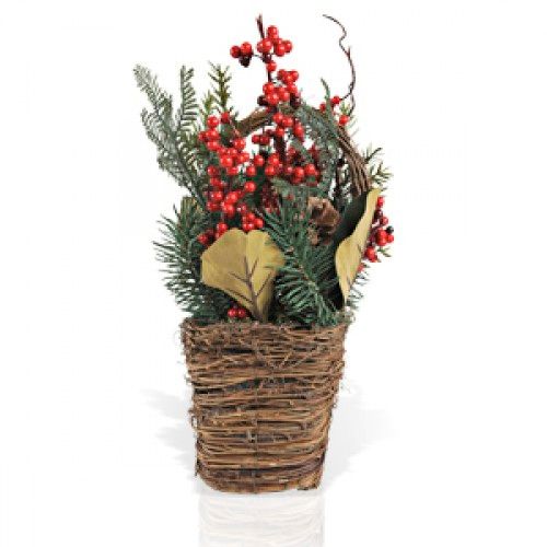 Декорация Корзина с красными ягодами Kaemingk B. V., 32*30 см / Елочные украшения